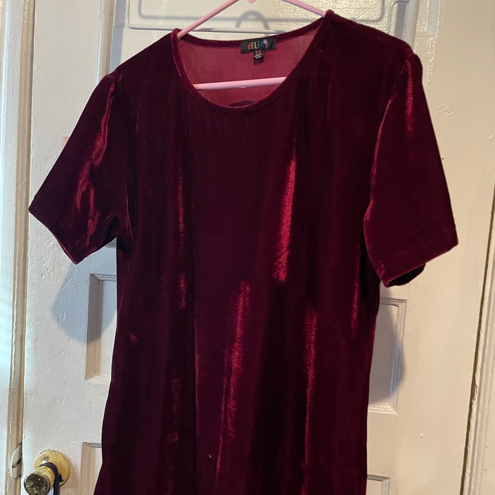 Plus size Delia’s burgundy velvet baby doll dress
